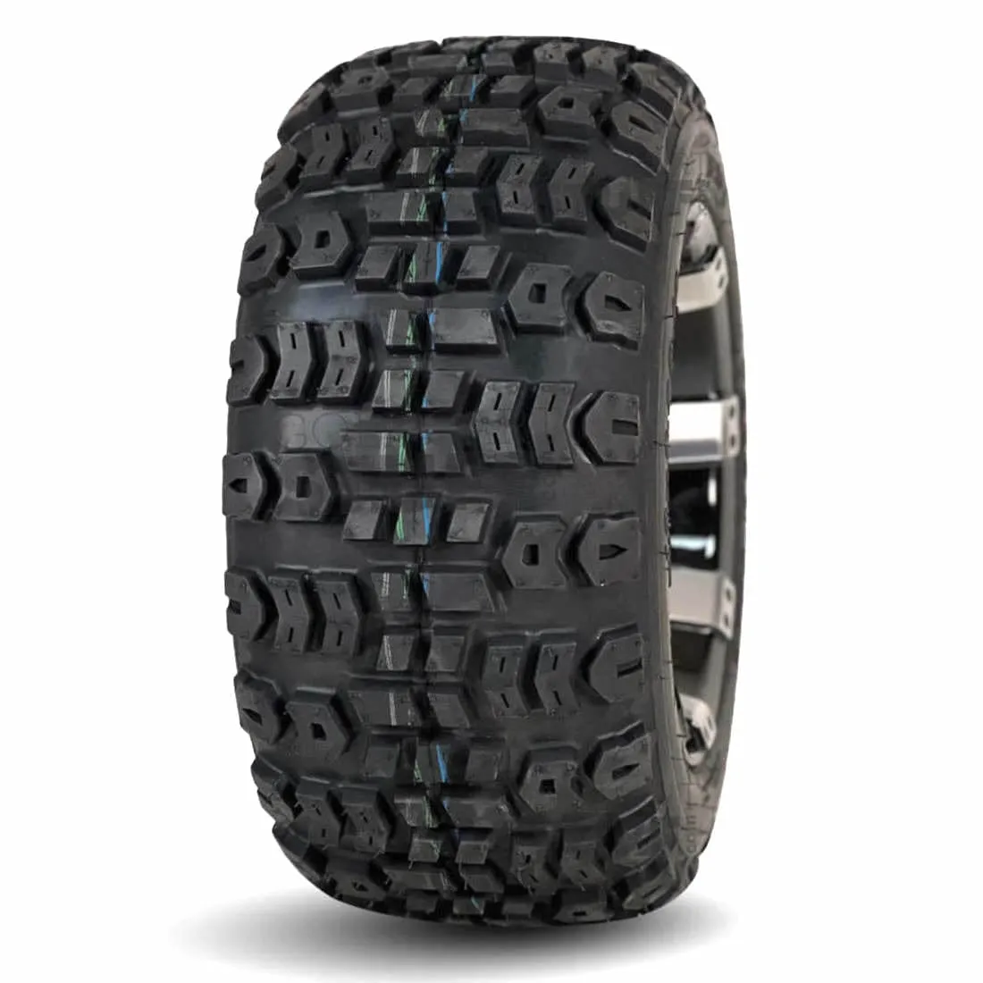 12" Spyder Black/Machined Golf Cart Wheels and All Terrain Tires Combo - Set of 4