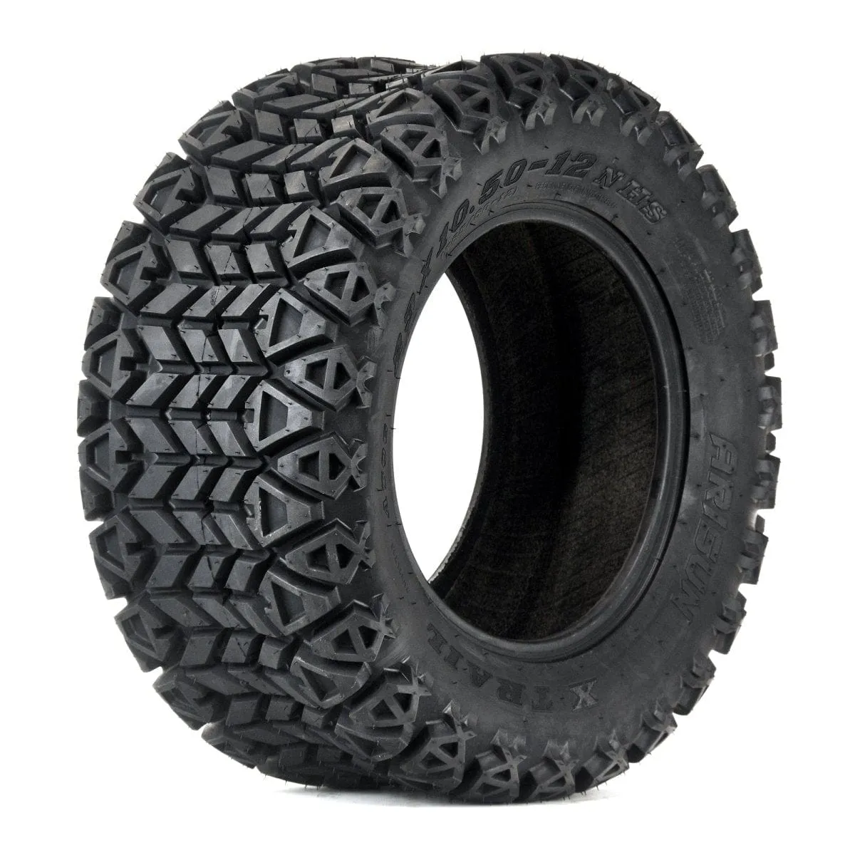 12" Spyder Black/Machined Golf Cart Wheels and All Terrain Tires Combo - Set of 4