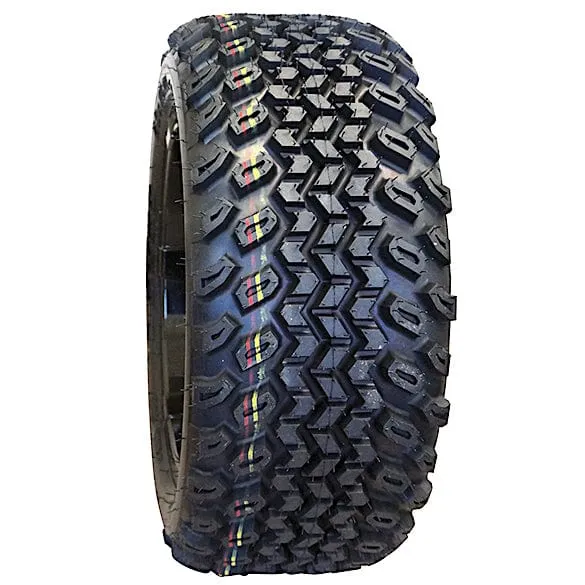 12" Spyder Black/Machined Golf Cart Wheels and All Terrain Tires Combo - Set of 4