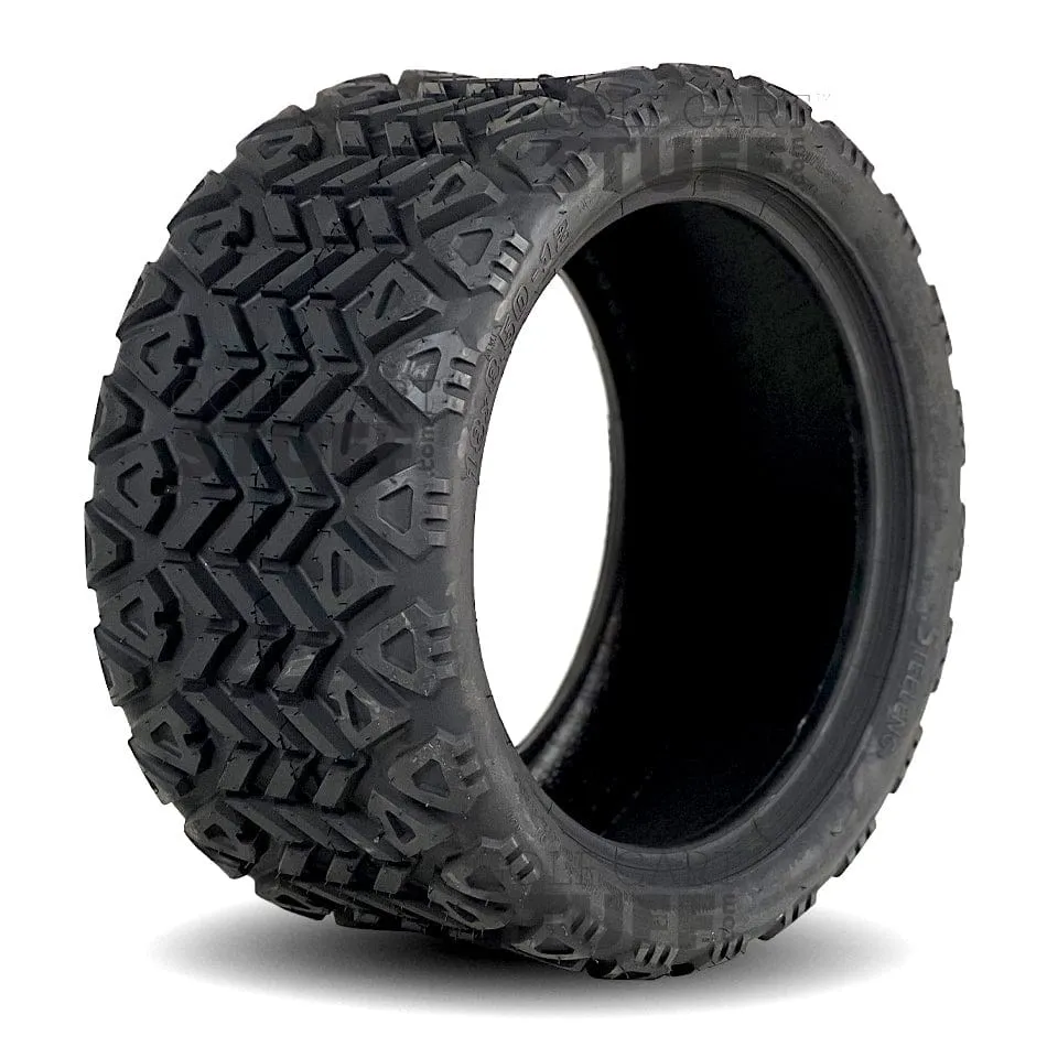 12" Spyder Black/Machined Golf Cart Wheels and All Terrain Tires Combo - Set of 4