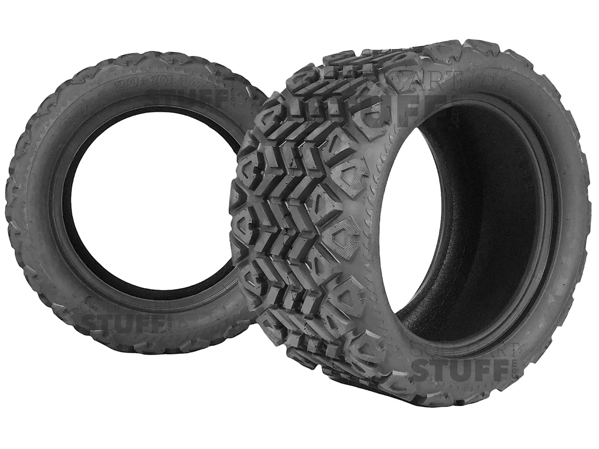 12" Spyder Black/Machined Golf Cart Wheels and All Terrain Tires Combo - Set of 4