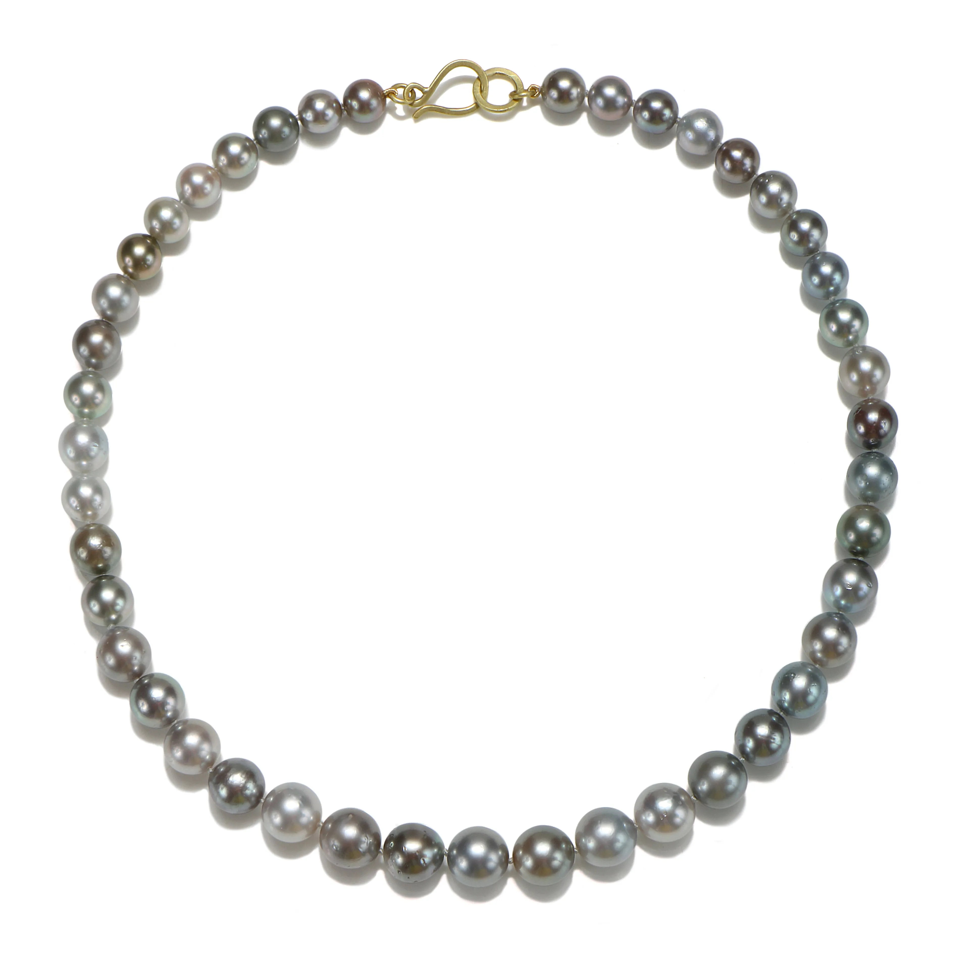 18 Karat Gold Light Gray Tahitian Pearl Necklace