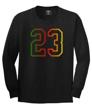 23 Cement Print Colorful Jersey Long Sleeve T-Shirt