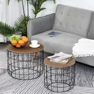 2pc Coffee Table Set - Black, Brown