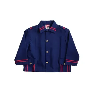 60's Blue School Overall Nylon Blouse French Stock 18-24m
