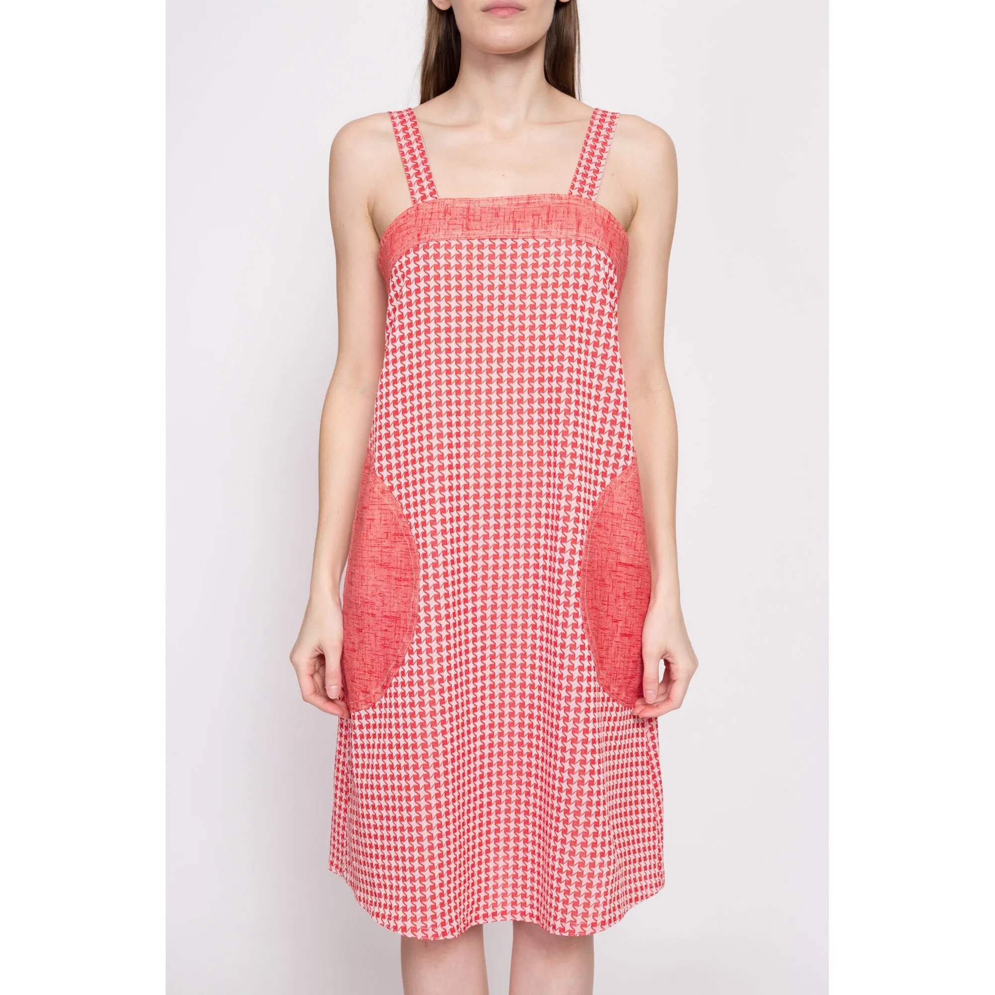 70s Pinwheel Print Pinafore Dress - Small