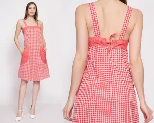 70s Pinwheel Print Pinafore Dress - Small