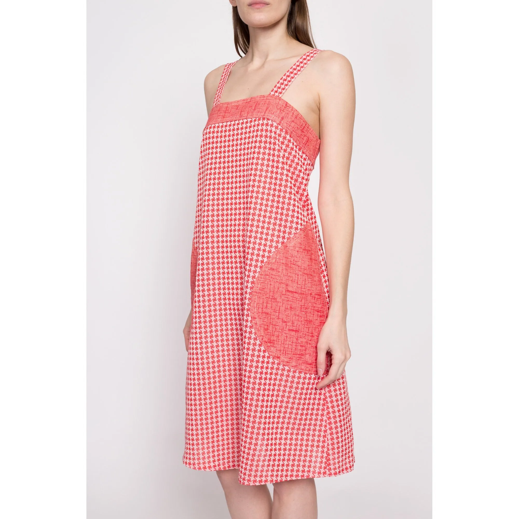 70s Pinwheel Print Pinafore Dress - Small