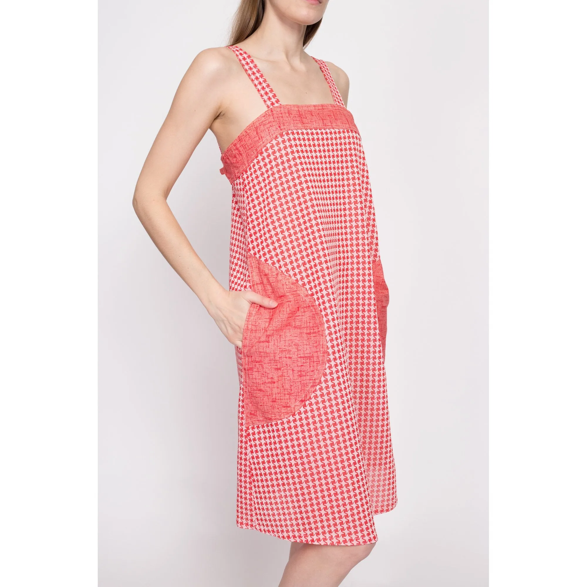 70s Pinwheel Print Pinafore Dress - Small