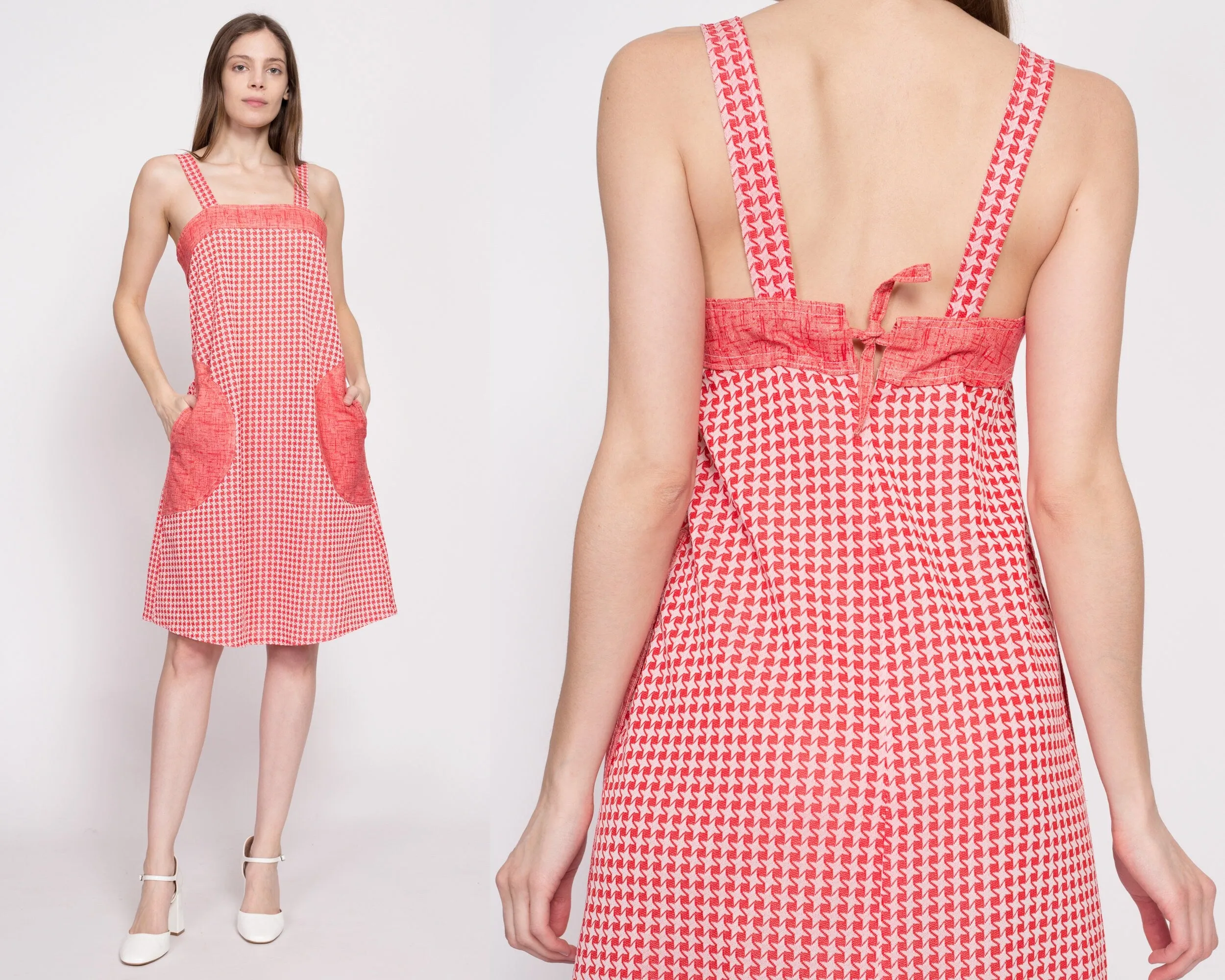 70s Pinwheel Print Pinafore Dress - Small
