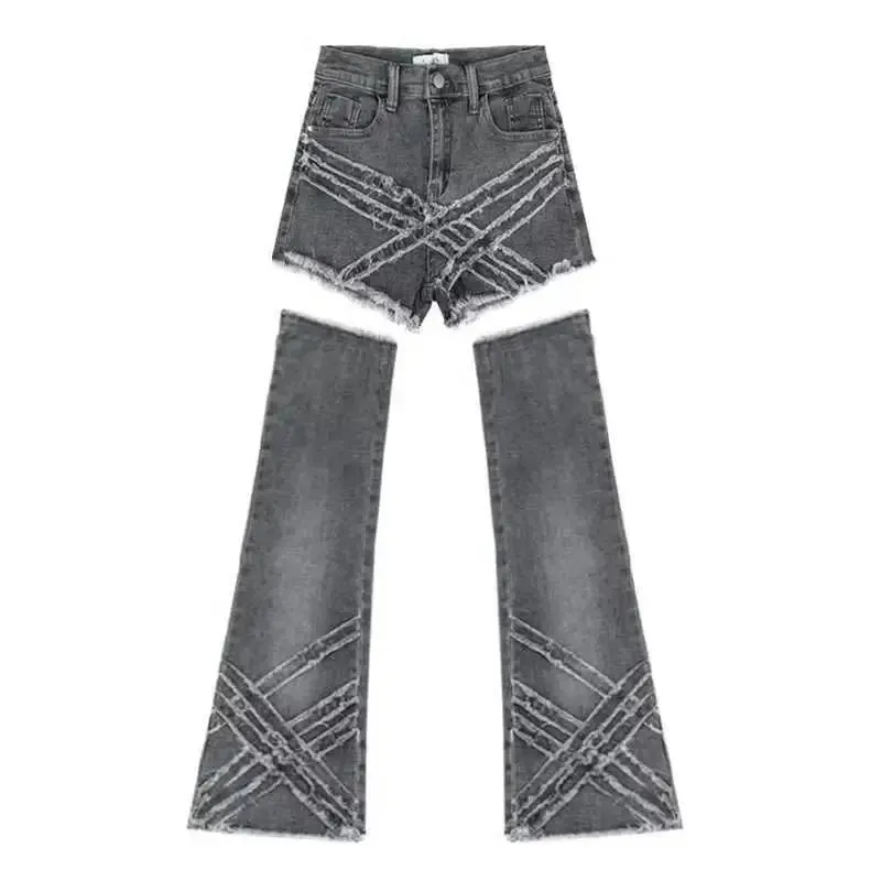 Acubi styl Jean-Shorts mit Leg Warmers