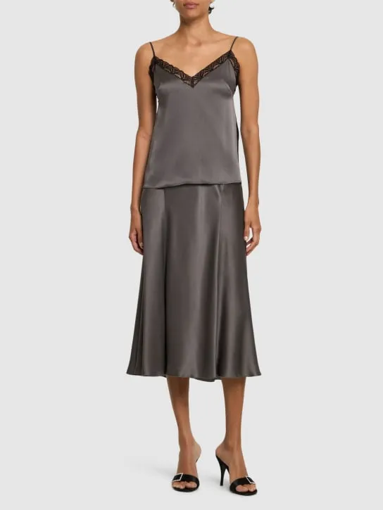 Alberta Ferretti   Satin midi skirt 