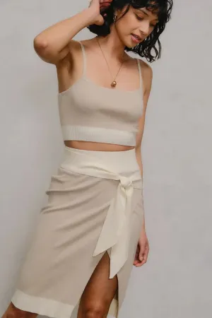 Almond Side Knot Overlap Skirt