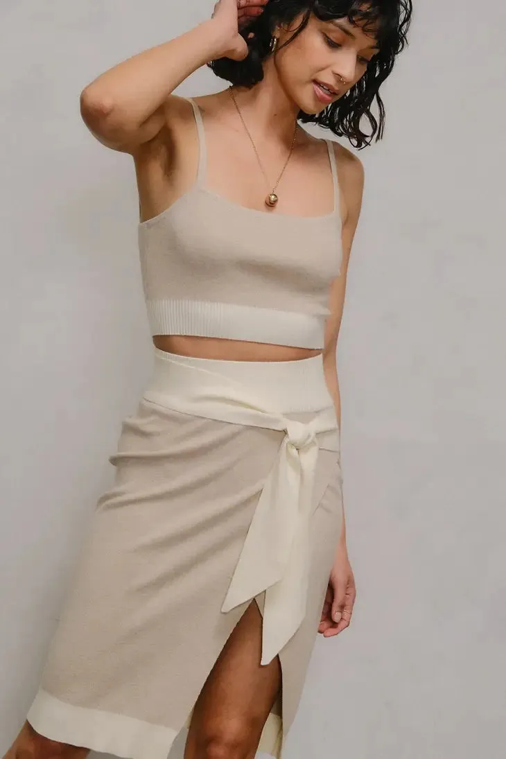 Almond Side Knot Overlap Skirt