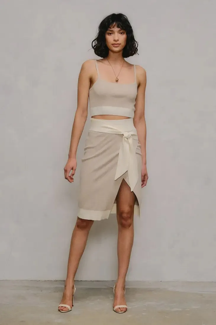 Almond Side Knot Overlap Skirt