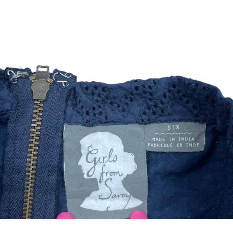 Anthropologie Girls From Savoy Pinup 50’s Style Eyelet Dress Size 6 Navy