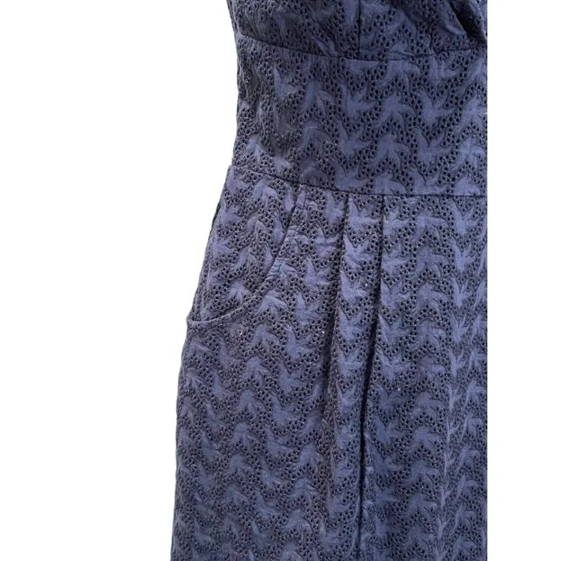 Anthropologie Girls From Savoy Pinup 50’s Style Eyelet Dress Size 6 Navy