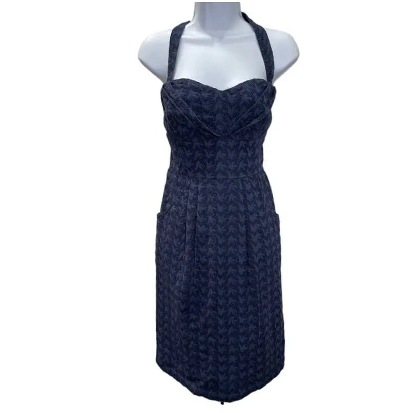 Anthropologie Girls From Savoy Pinup 50’s Style Eyelet Dress Size 6 Navy