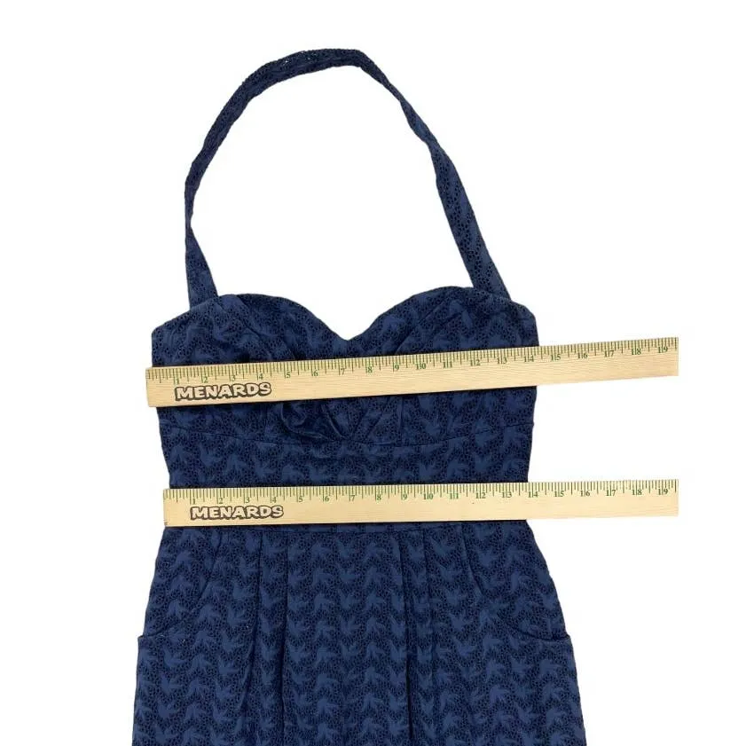 Anthropologie Girls From Savoy Pinup 50’s Style Eyelet Dress Size 6 Navy
