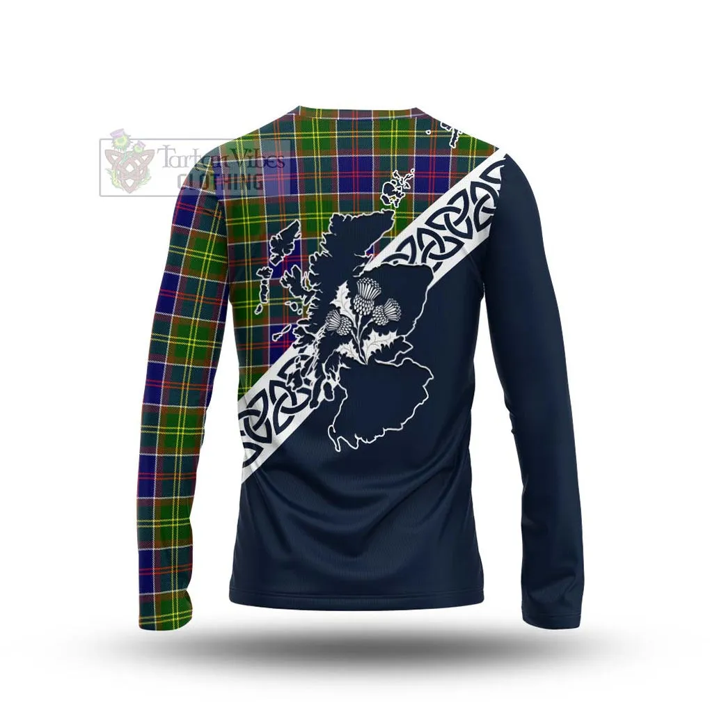 Arnott Tartan Long Sleeve T-Shirt Featuring Thistle and Scotland Map