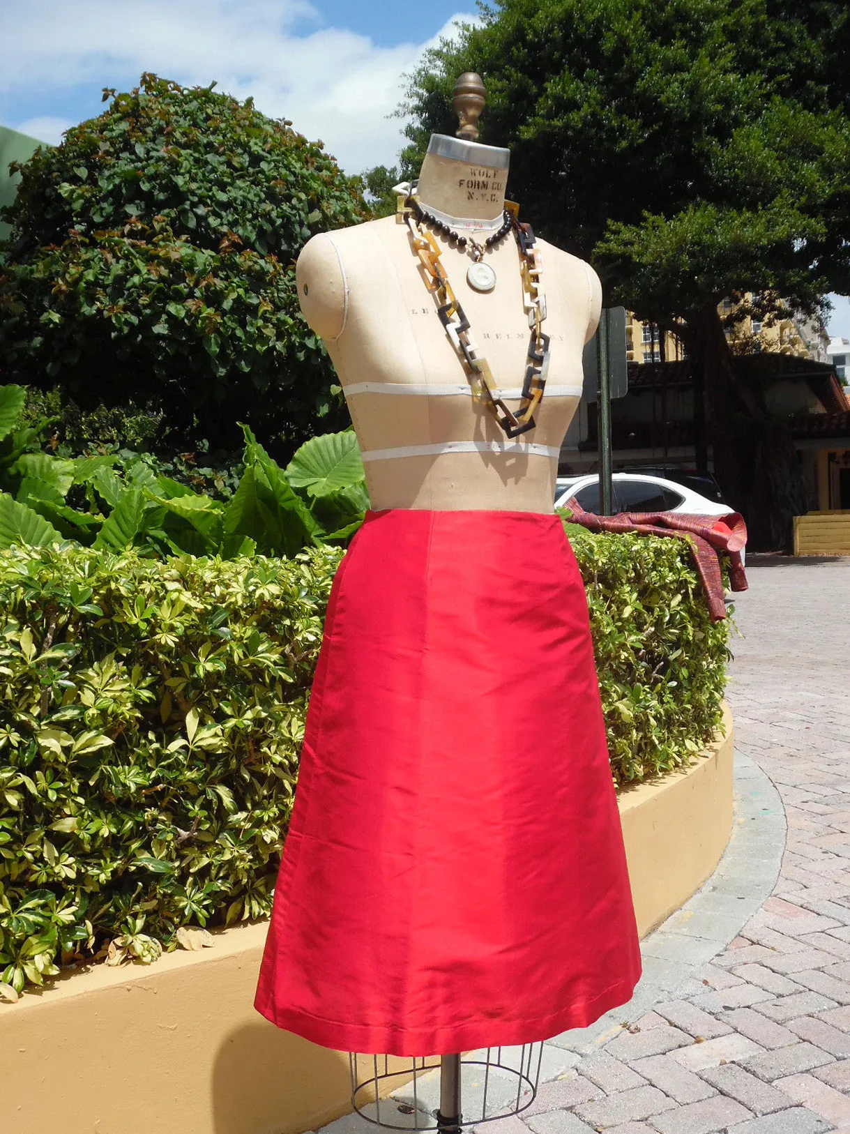 Audrey Skirt Thai Silk Taffeta Red