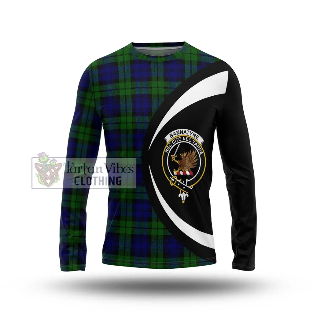 Bannatyne Tartan Long Sleeve T-Shirt with Family Crest Circle Style