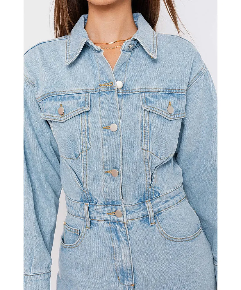Be My Darlin Long Sleeve Denim Romper