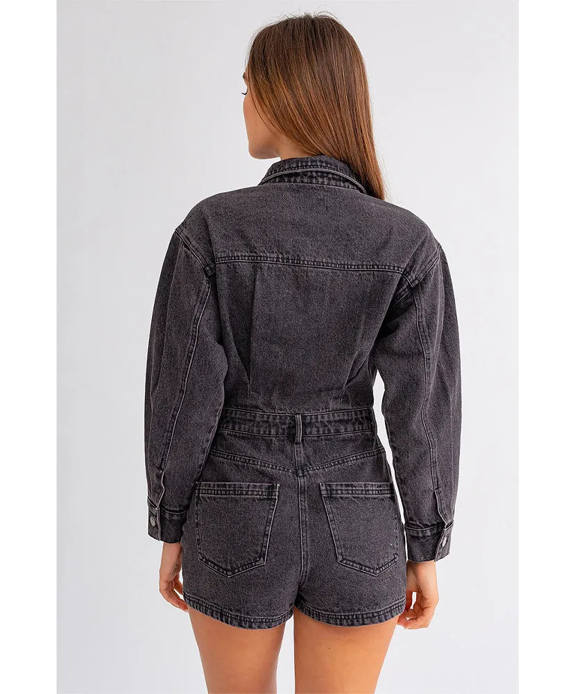 Be My Darlin Long Sleeve Denim Romper