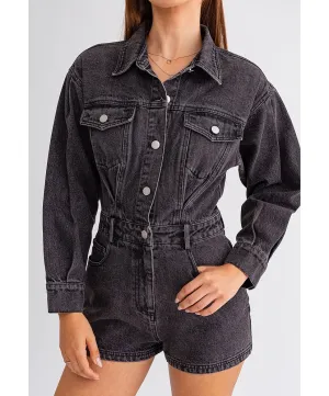 Be My Darlin Long Sleeve Denim Romper