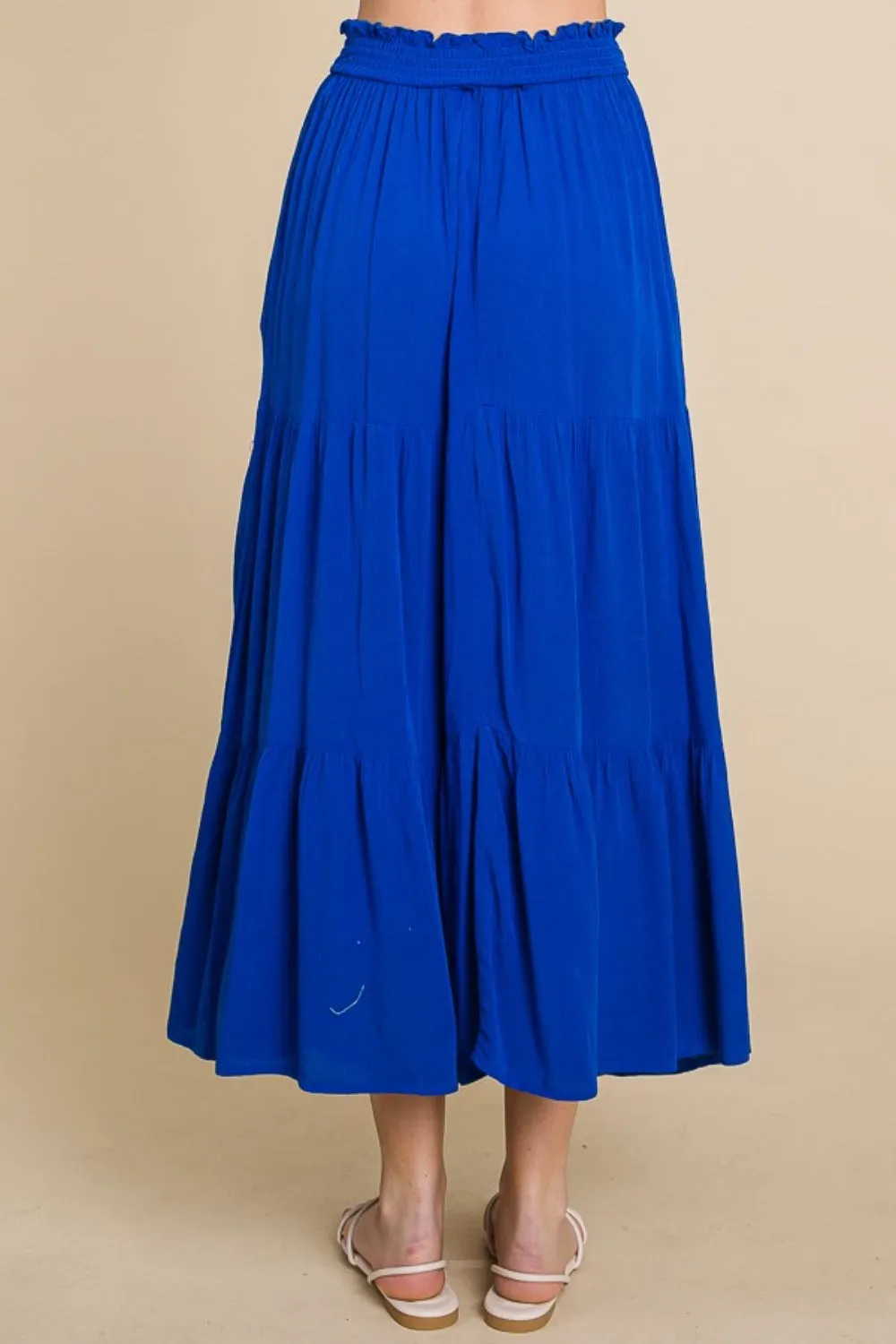 Beach Walk Full Size Frill Ruched Midi Skirt