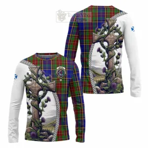 Beattie (Beatty) Tartan Long Sleeve T-Shirt with Family Crest and St. Andrew's Cross Accented by Thistle Vines