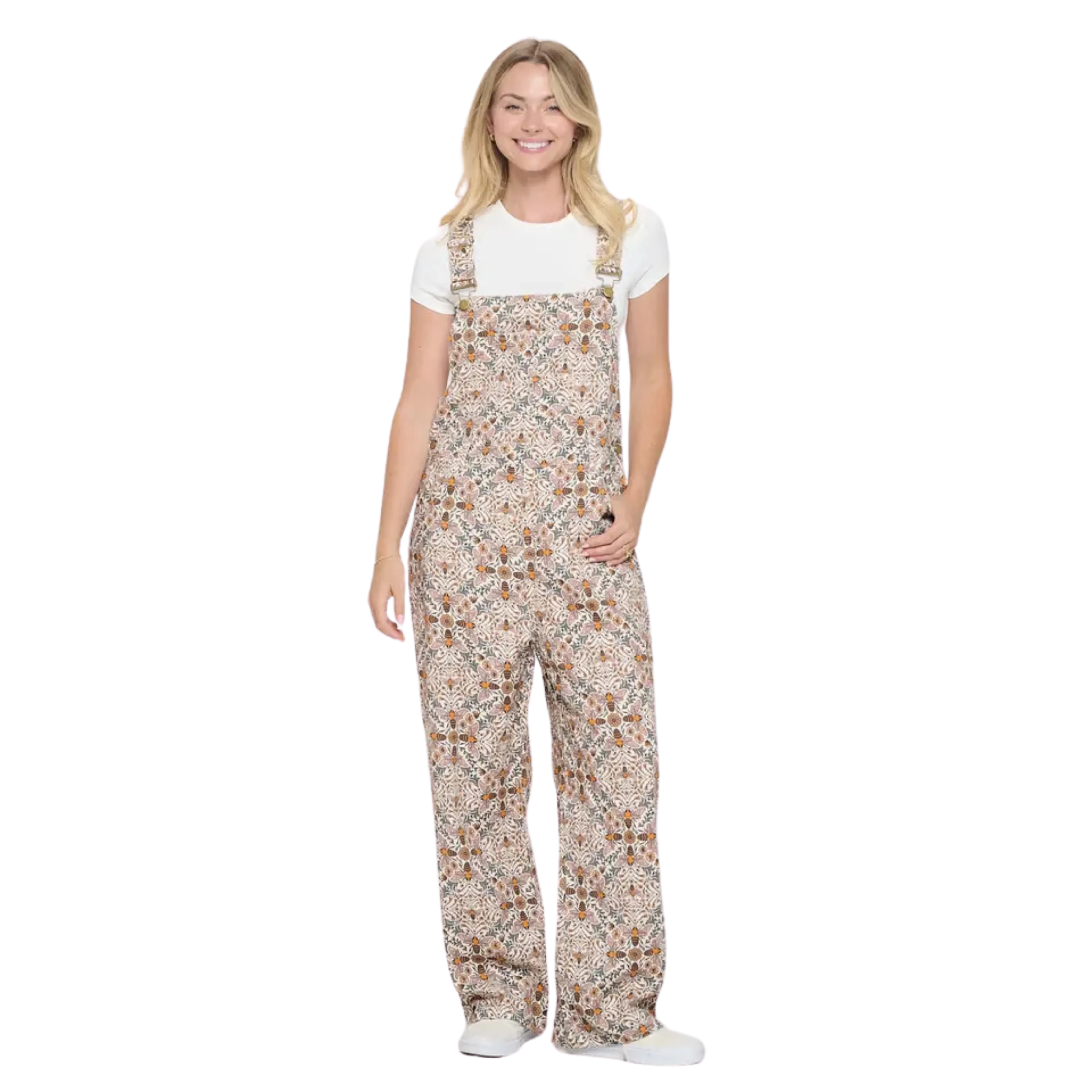 Bee Floral Print Overall