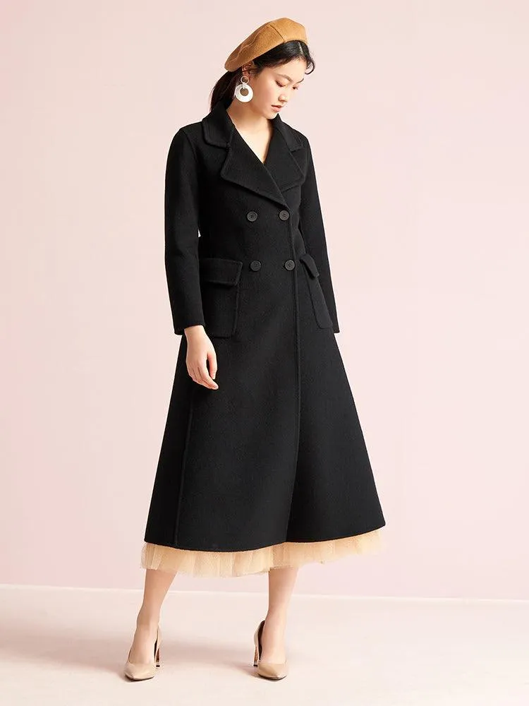 Black Slim Cashmere Overcoat