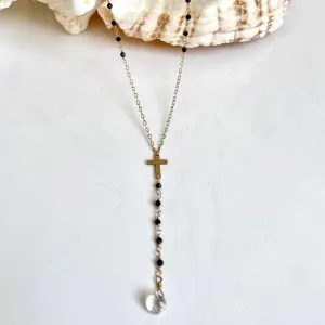 Black Spinel Cross Necklace