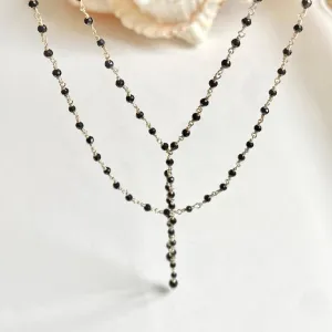 Black Spinel Necklace - Black Widow Silver