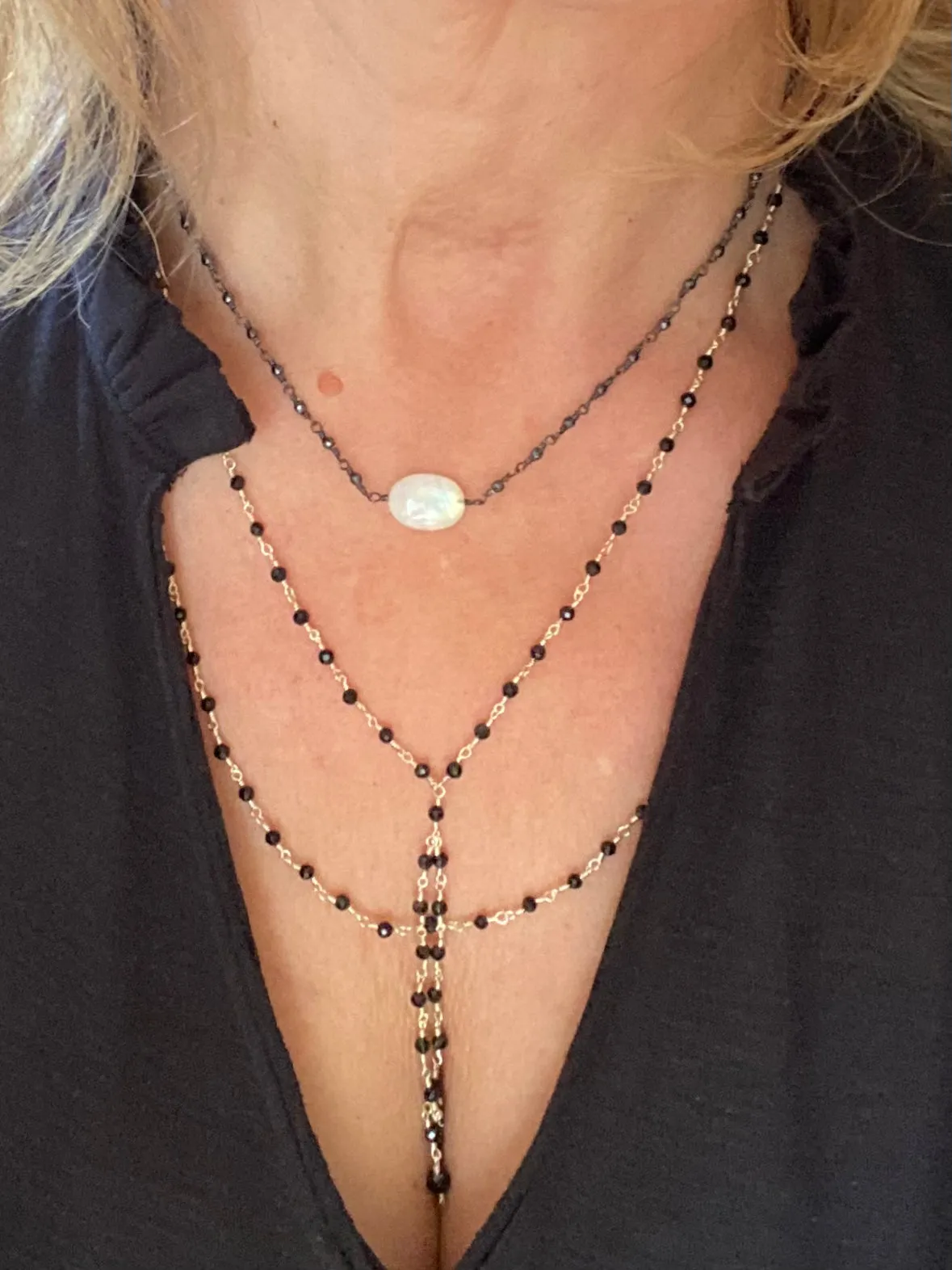 Black Spinel Necklace - Black Widow Silver