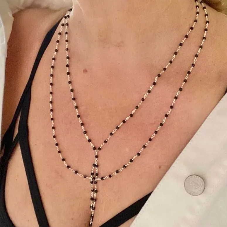 Black Spinel Necklace - Black Widow Silver