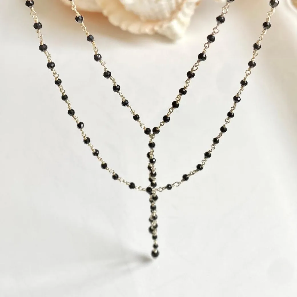 Black Spinel Necklace - Black Widow Silver