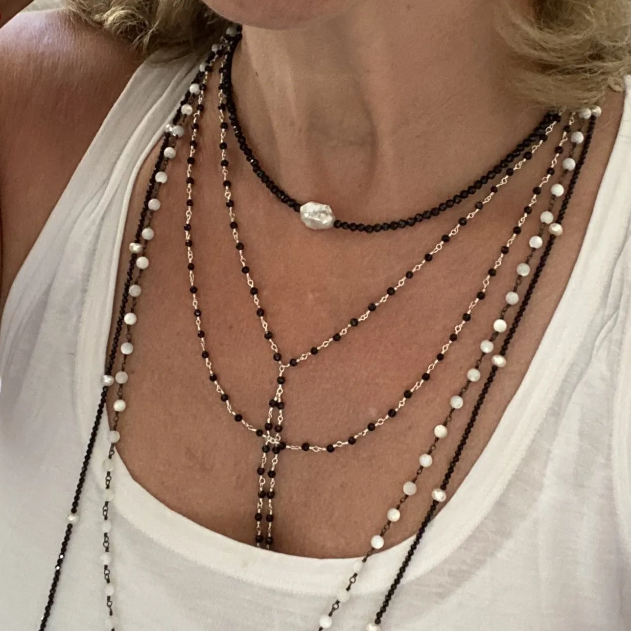 Black Spinel Necklace - Black Widow Silver