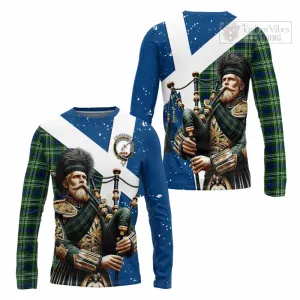 Blackadder Tartan Long Sleeve T-Shirt with Family Crest Scottish Bagpiper Vibes