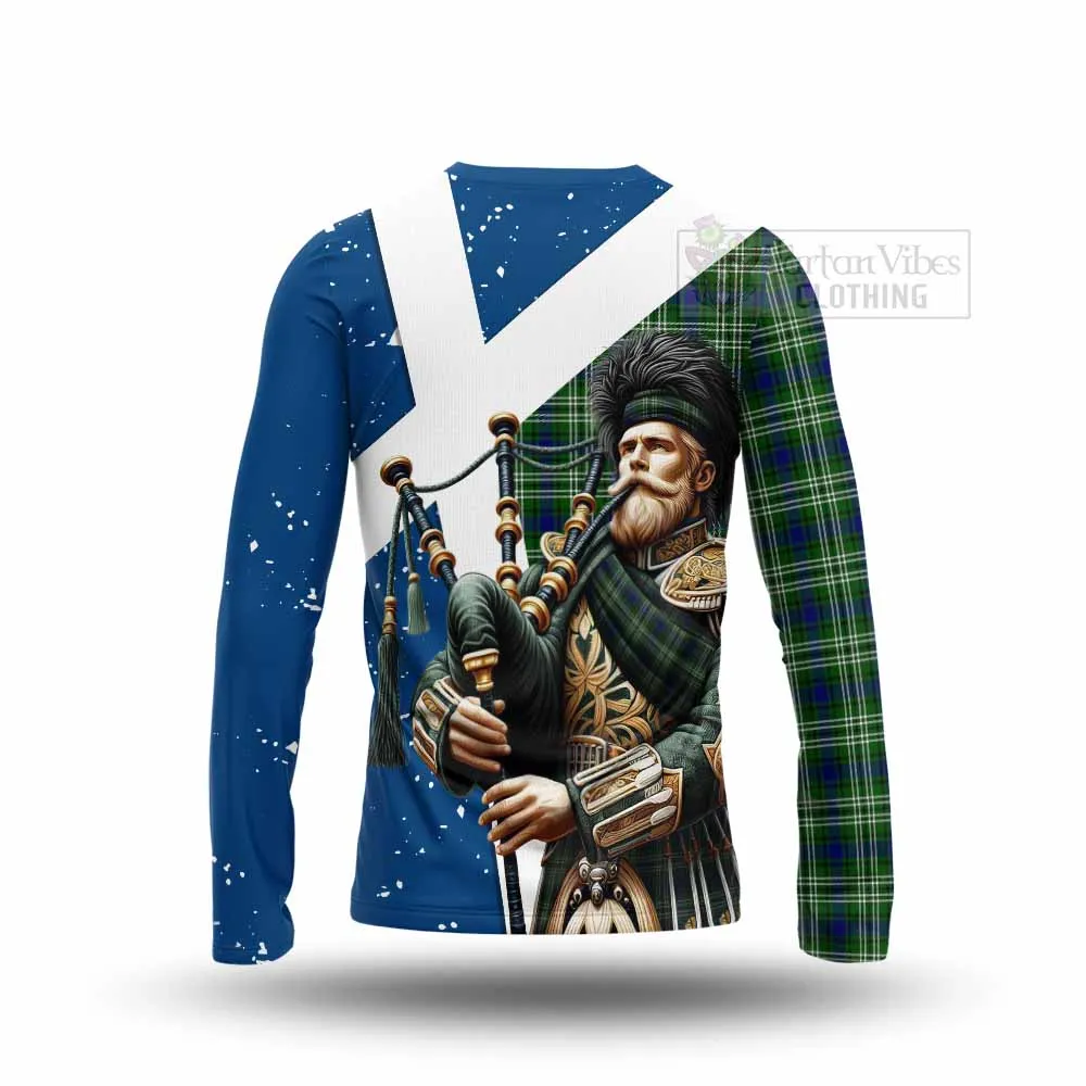 Blackadder Tartan Long Sleeve T-Shirt with Family Crest Scottish Bagpiper Vibes