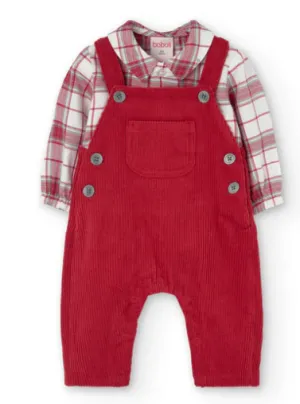 Boboli - Plaid and Red Overall Set