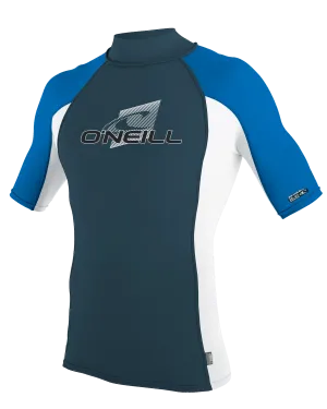 Boys Premium Skins Turtleneck Rash Vest in Cadet Blue, White & Ocean