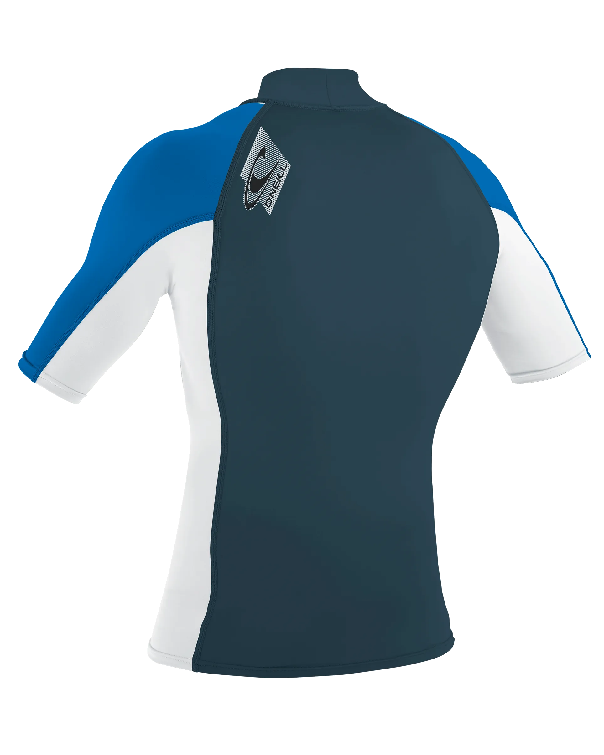 Boys Premium Skins Turtleneck Rash Vest in Cadet Blue, White & Ocean