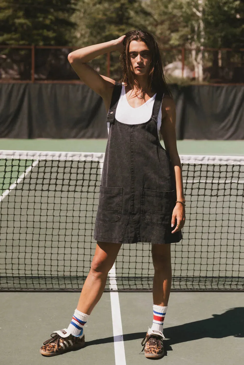 Britt Overall Dress in Black - FINAL SALE