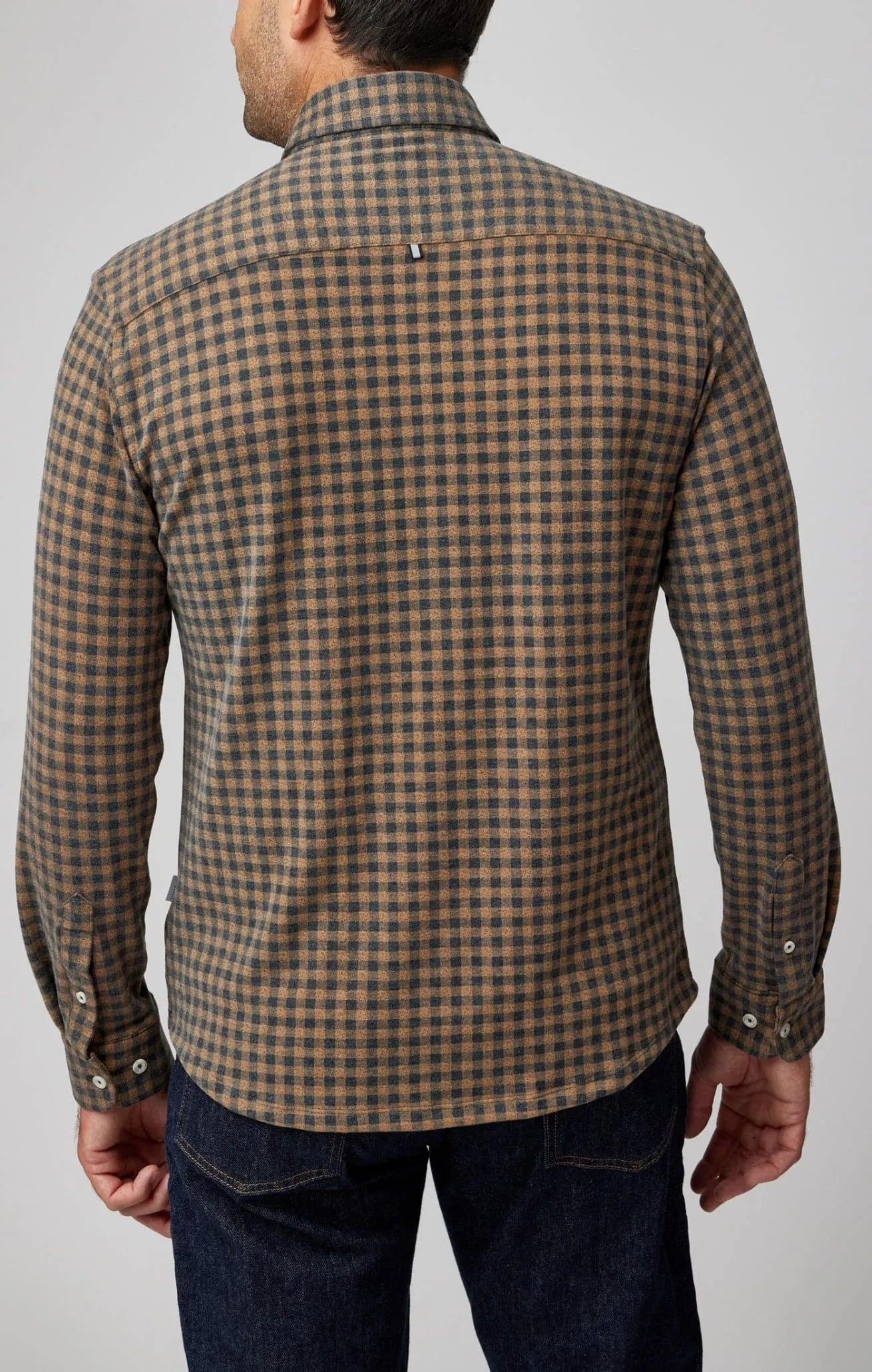 Brown Gingham Brushed Jersey Shirt
