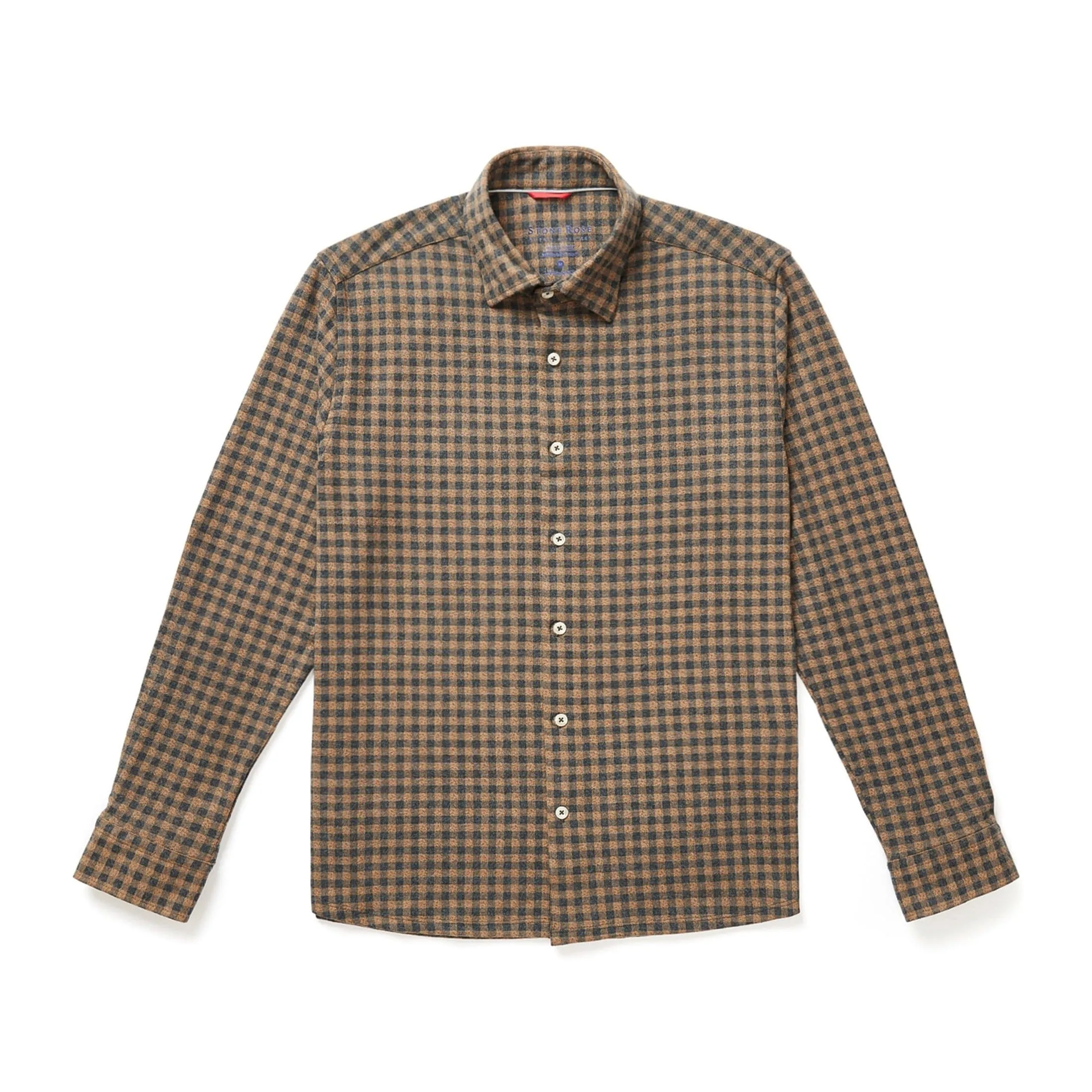 Brown Gingham Brushed Jersey Shirt