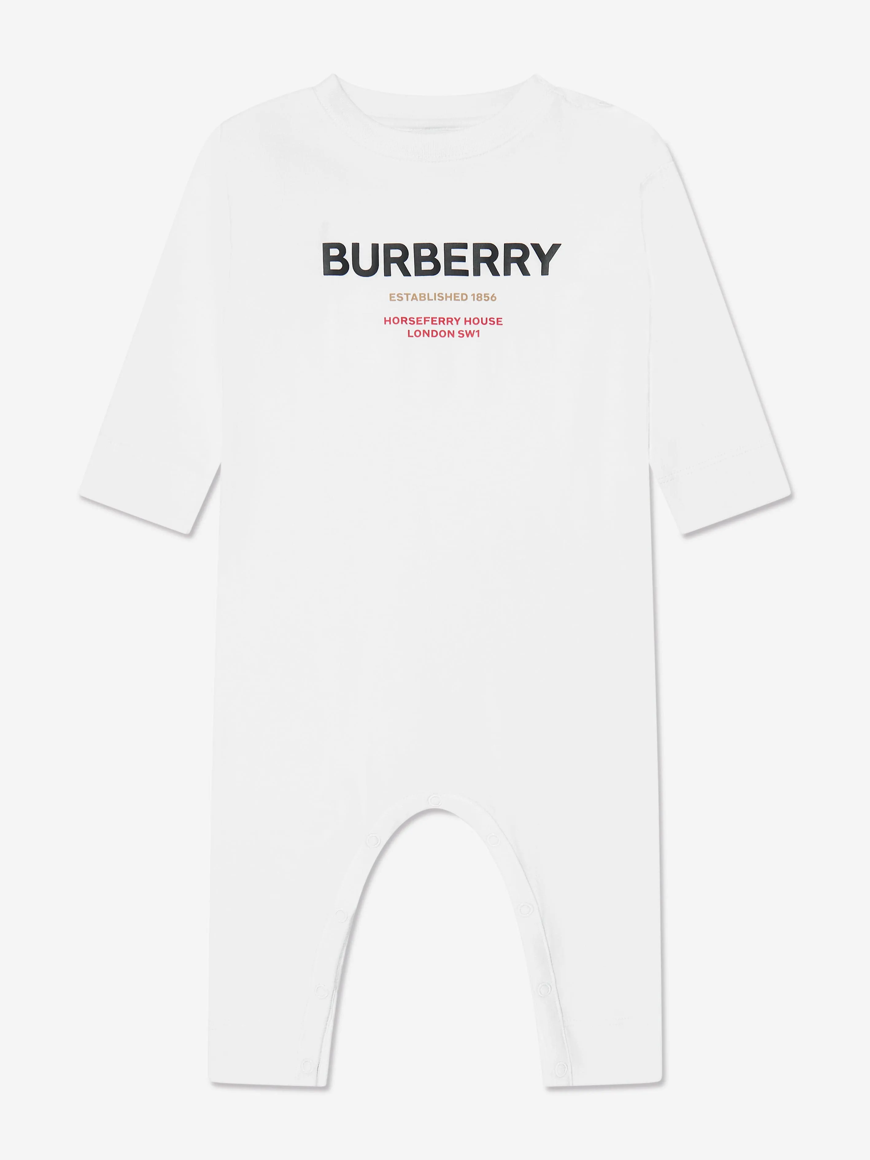Burberry Baby Azari Long Sleeve Romper In White