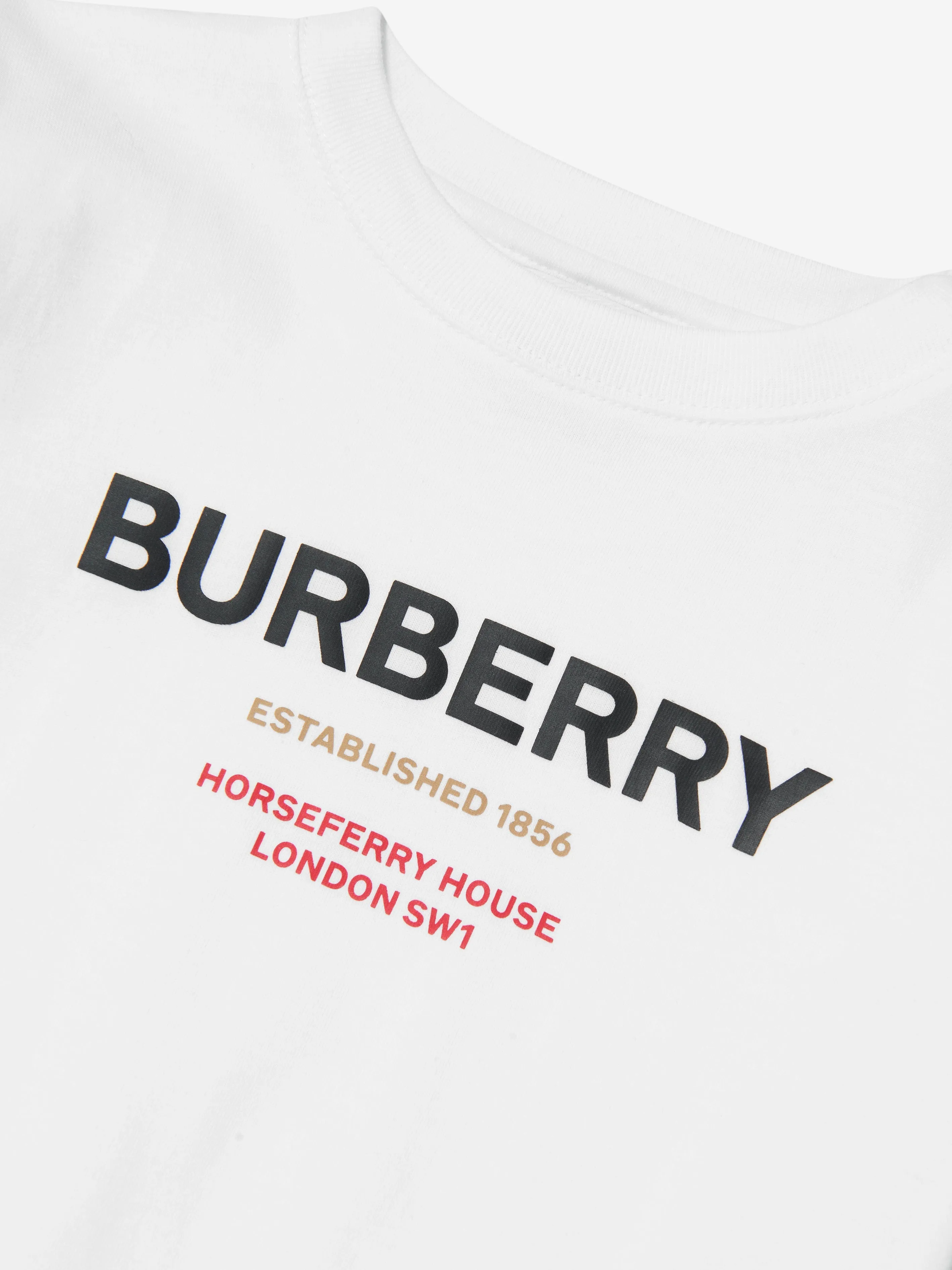 Burberry Baby Azari Long Sleeve Romper In White
