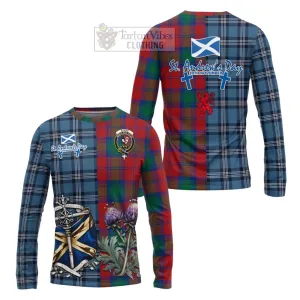 Byres (Byses) Tartan Long Sleeve T-Shirt Happy St. Andrew's Day Half Tartan Style
